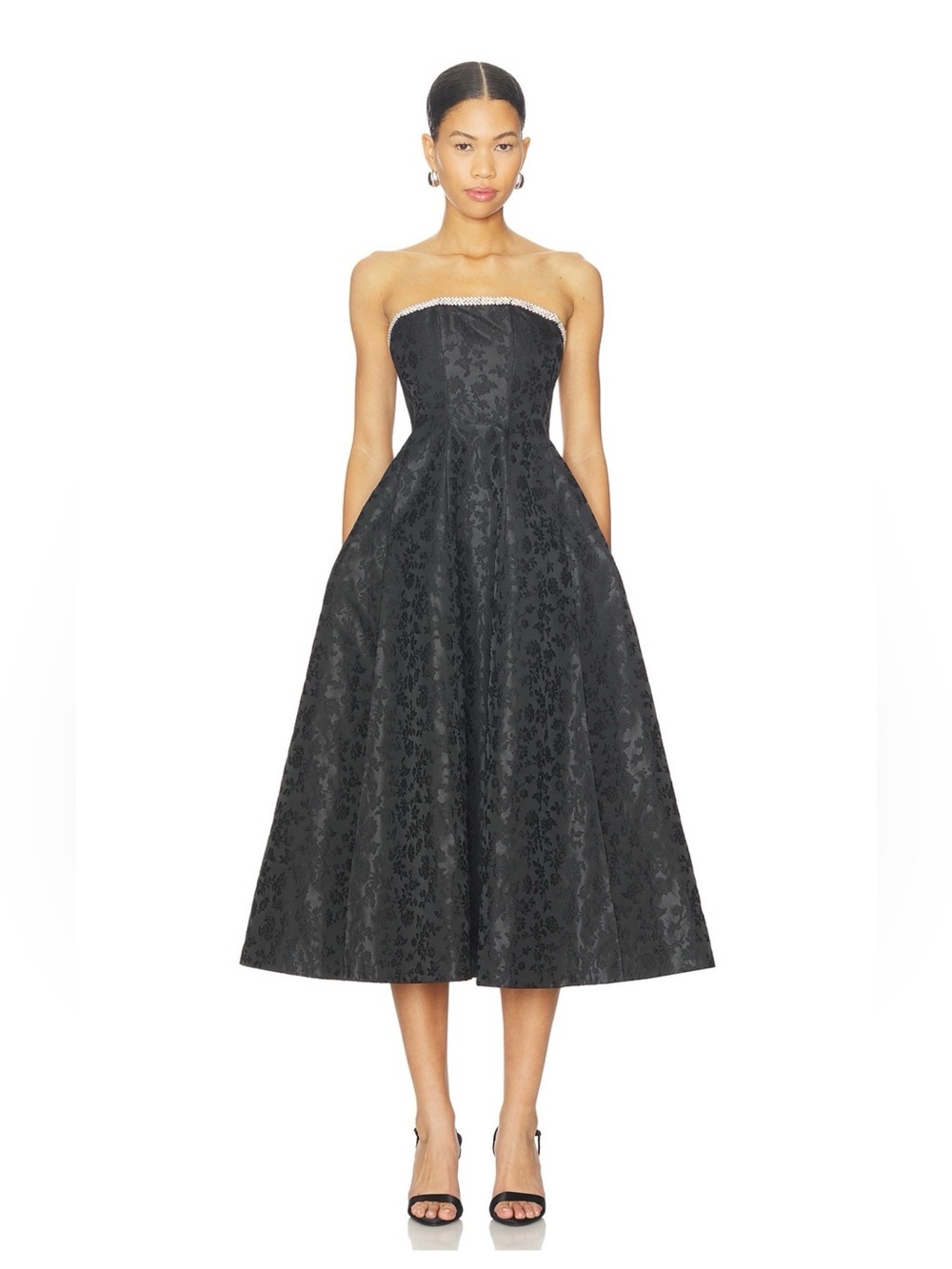 Lovers + Friends Alexandra Midi Dress in Black Brocade 🖤🖤🖤